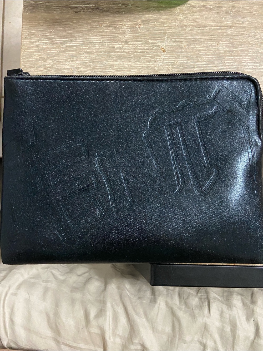 Fenty Beauty Black Embossed Zip Toiletry Pouch